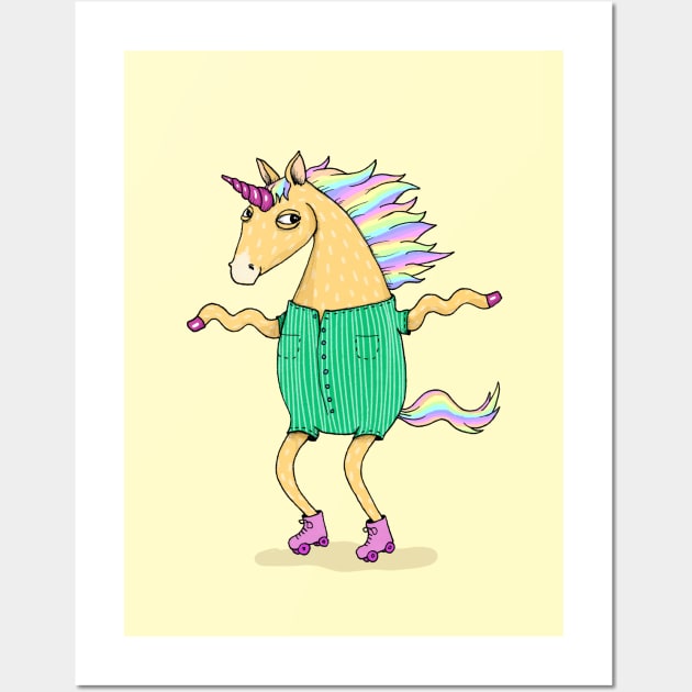 Roller skate Unicorn Wall Art by agrapedesign